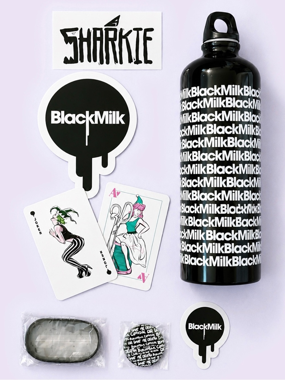 Blackmilk Sharkie Promo Bundle RARE BMC Collectible Tumbler Sticker Bracelet Pin